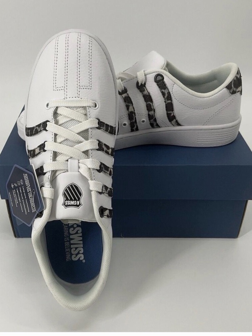 K.Swiss Court Pro Curves Women's White Shoes Size 9.5 Low Leopard Y2K Sneakers